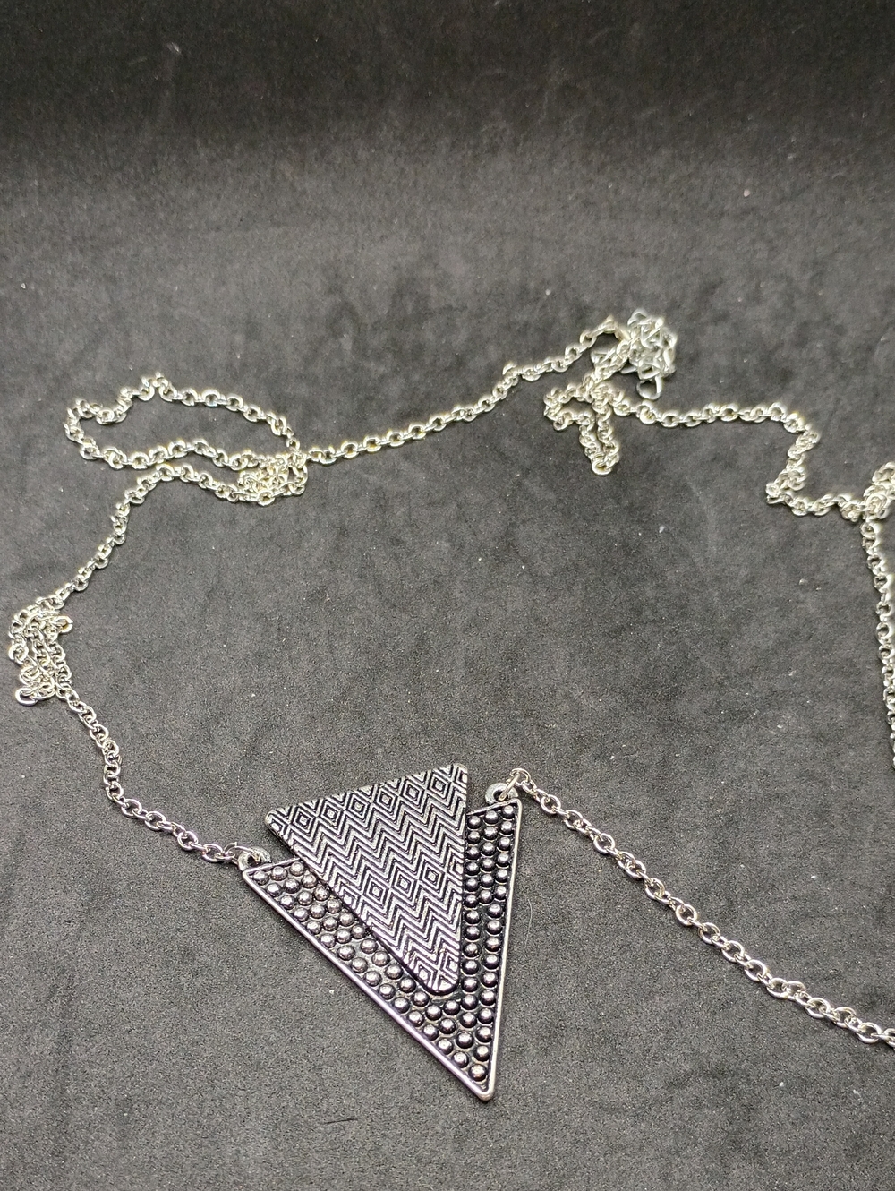 Silver Geometric Triangle Pendant Necklace